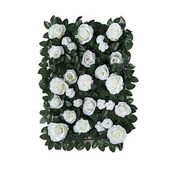 24″ x 18″ Green White Rose Silk Flowers Wall Backdrop Panel Wedding Decorations