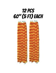 12 Pc Artificial Marigold Flower Garland Strings, 5 Ft Each, NEW