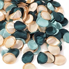 400pcs Silk Rose Petals Gold Yarn Flower Petals for Wedding Flower Mix Green