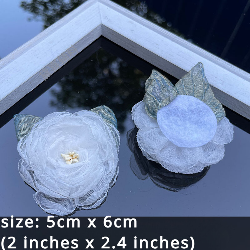 10pcs Artificial Mesh Chiffon Flowers 3D Rose Handmade for Hair Accessories DIY