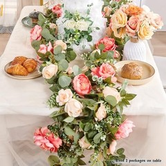 Flower Garland Artificial Rose Vine Huge Flower Champagne Pink Vines 5.4ft