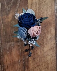 Mauve Navy Dusty Blue Sola Wood Cascading Bridal Bouquet and Wedding Flowers