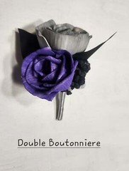 Purple Silver Black Rose Calla Lily Real Touch Bridal Wedding Bouquet Accessorie