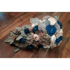 Dark Teal Bridal Bouquet Emerald Blue Grey Sola Wood Cascade Wedding Flowers