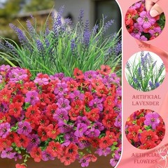 Artificial Flowers for Outdoors UV Resistan 12 Pcs Silk Daisies with Red Lotus