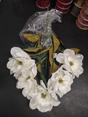 22″ Sweetbay Magnolia Flower Silk Bush, 5 Stems, 6″ Blooms, Alabaster White