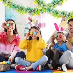6 Pcs 6.5 ft Easter Metallic Glitter Garlands Easter Mixed Color Chunky