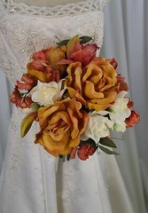 Rose, Peaches and Cream Faux Silk Bridal Bouquet