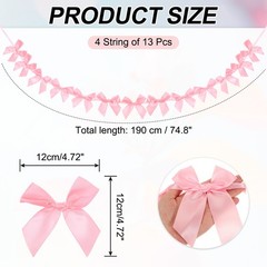 4 String of 13 PCS Peach Pink Bow Garland Banner Decoration Party Bow