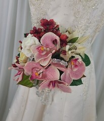Wedding Bouquet of Phalaenopsis Orchids and Roses Faux Silk Bouquet