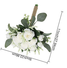 Set of 6 Bridesmaid Bouquets for Wedding – 7 Inch Artificial Ivory Flower Bouqt