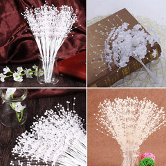 50Pcs Beaded Stick Bride Wedding Pearl Bouquet Party Decoration (Silver)