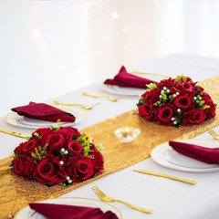 BLOSMON Flower Centerpieces for Tables Wedding: 10 Pcs Crimson Red Artificial Ro