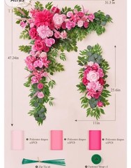 Wedding Arch Flowers with Drape Kit (Pack of 5) – 2Pcs Artificial Flower Swag wi