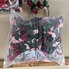 3 Dimension Floral Silk Garland Pink & Red Green Foliage LOT A Lot of Unopened