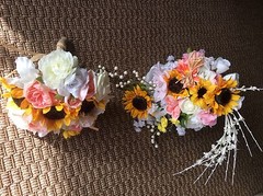Wedding flowers bridal bouquets bridal package Sunflowers Blush Coral 9 Bouquet
