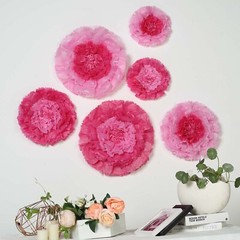 6 pack 12″ 16″ 20″ Pink and Fuchsia Tissue Paper Carnation Flowers Sale Backdrop