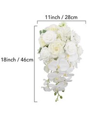 Rinlong White Orchid Cascading Wedding Bouquets for Bride Cascade Bridal Bouq…
