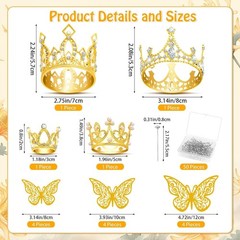 Gold Crowns for Flower Bouquets, Flower Bouquet Accessories Including 4 Pcs B…