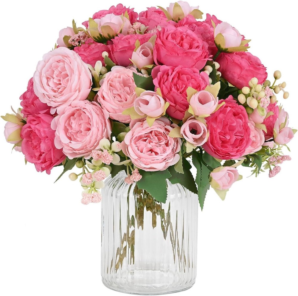 2 Packs Peonies Artificial Flowers, Mixed Pink Artificial Peonies, Silk Peonies