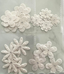 Celebrations Sparkle Paper Flowers by Petaloo Double Delight Wedding White 16 pc