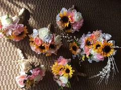 Wedding flowers bridal bouquets bridal package Sunflowers Blush Coral 9 Bouquet