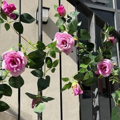 5.9FT Bendable Rose Flower Garlands, Artificial Silk Wild Roses Vine 2 Purple