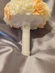 Bride Brooch Bouquet and Groom Boutonnière (Champagne And Ivory)