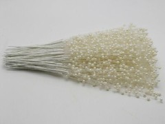 100 Bunch White Ivory Pearl Flower Stem Beads Garland Sprays Bridal Bouquet Wed
