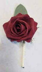 Burgundy Ivory Rose Eucalyptus Faux Foam Bridal Wedding Bouquet Accessories