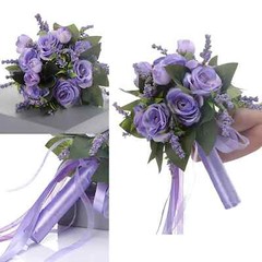 Royal Purple Wedding Bouquet for Bride Artificial Flower Bridal Bouquet
