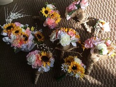 Wedding flowers bridal bouquets bridal package Sunflowers Blush Coral 9 Bouquet