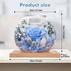 Valentines Birthday Gifts for Women Preserved Roses in Glass Blue