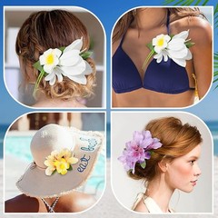 SN-A2-3 Hawaiian Hibiscus Luau Beach Party Tropical Flower Hair Clips 3PCS Set