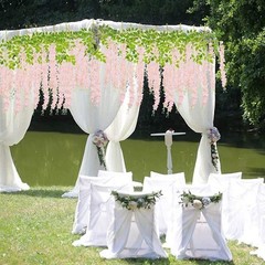 40 Pack Artificial Wisteria Vine Garland, 3.75 Feet Silk Strings, Fake Peach