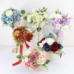 Set of 4 Bridesmaid Bouquets for Wedding – Silk Artificial Ivory Bridesmaid