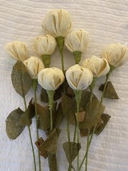 9 WT Collection Burlap Ivory White Flower Stems Wedding NWT Tulip Roses Gorgeous