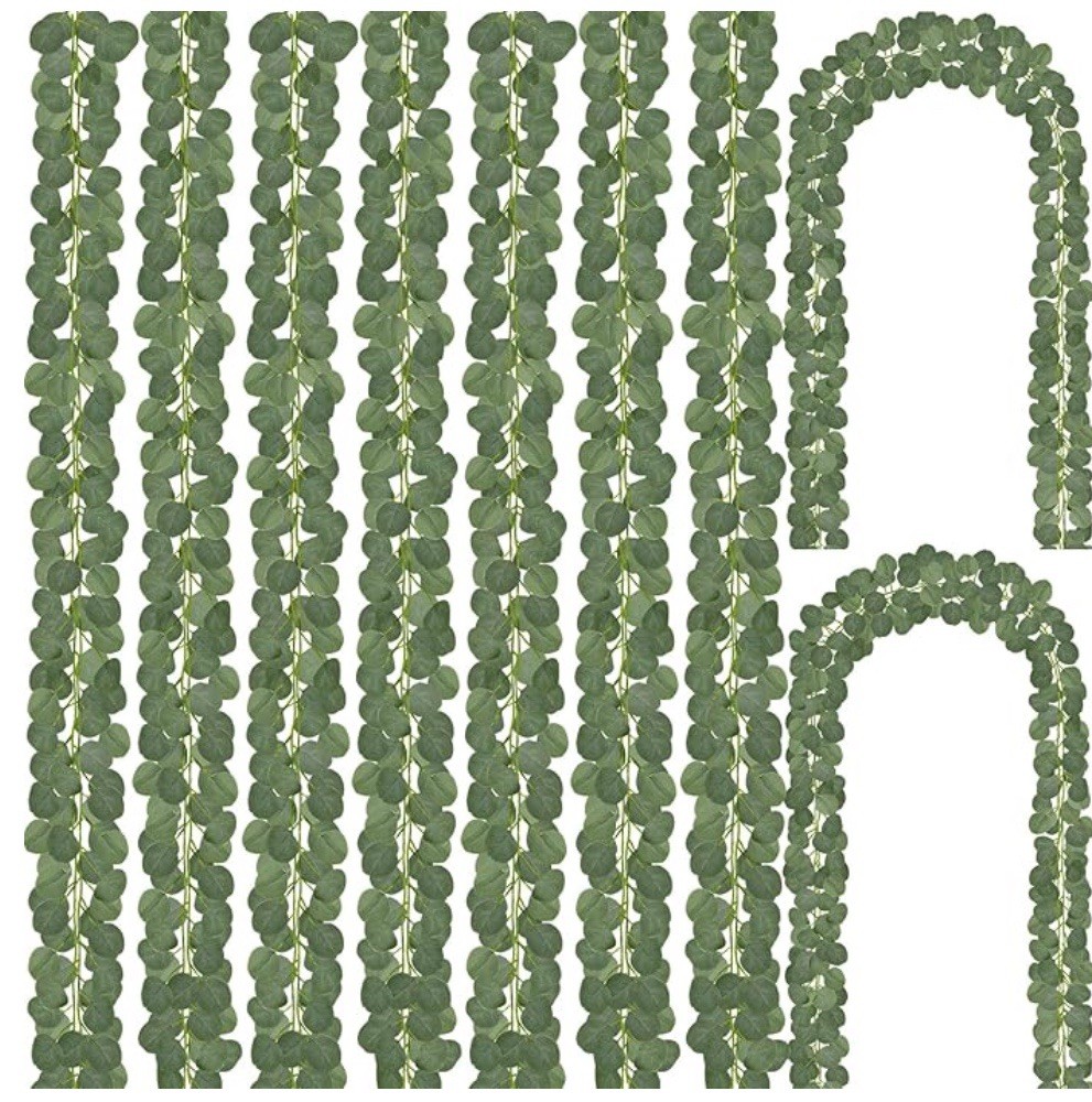 CQURE 45 piece Artificial Eucalyptus Garland 7ft Strips