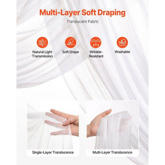 Artificial Wedding Arch Flowers Kit (Pack of 4) with 21 Ft. Draping Fabric, Whit