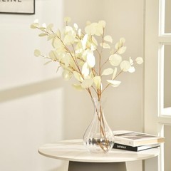 3 PCS Artificial Eucalyptus Stems 33″ Long Cream White Fake Leaves – 3 Pieces