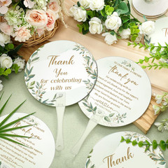 100 Pcs Wedding Hand Fans for Guests Bulk Greenery Wedding Favor Fans with Handl