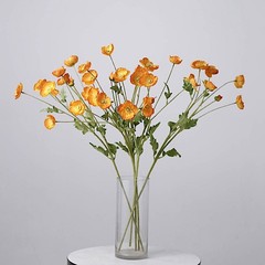 ORANGE 2 Bushes 33″ Stem Silk Artificial Poppy FLOWER SPRAYS Party Decorations