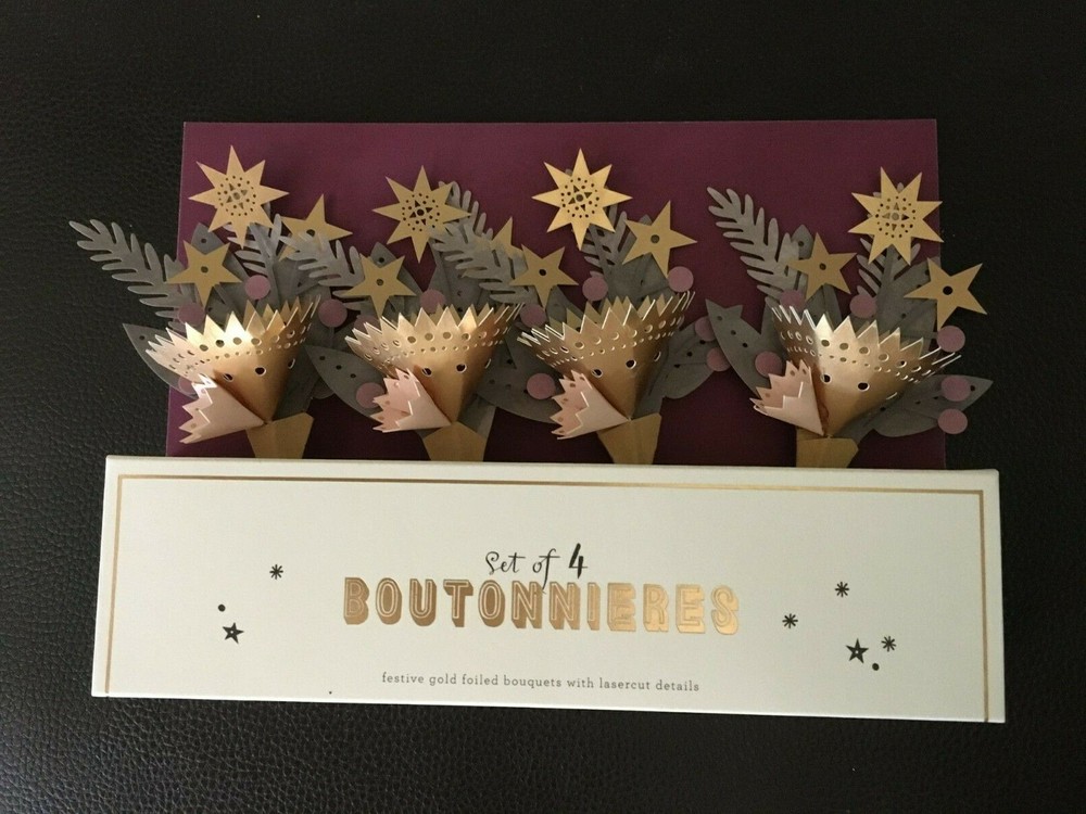 Wedding Paper Art BOUTONNIERES 4 pc Lucy Panes ANTHROPOLOGIE Lapel/Hair Party