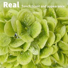 4 Pcs Artificial Hydrangea Flowers, Real Touch Silk Hydrangeas with Green White