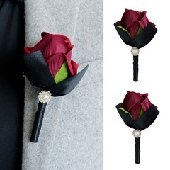 5Pcs Rose Boutonniere for Bride and Grooms, Rose Wrist Corsages for Wedding Prom