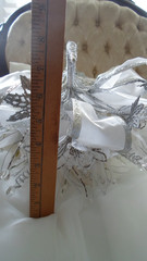 Luxury Wedding Cascade, White & Silver,Glass Crystals,Porcelain Roses,Satin-Beau