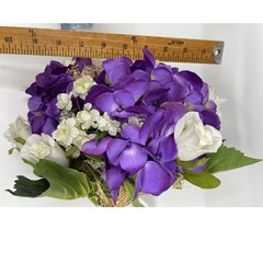 Beautiful Purple Hydrangea & White Roses Floral Wedding Bridal Bouquet 14″