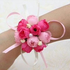 4 Pcs Silk Wedding Wrist Flowers Brooch Flower Ornament for Outdoor Wedding