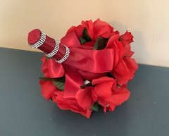 Red roses and red rosebuds bridal bouquet