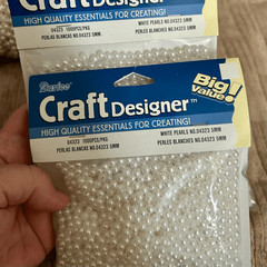 Lot Faux White Pearls String Garland and Loose Asst Sizes Crafting Wedding